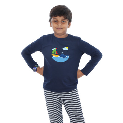 Blue Full Sleeve Boys Pyjama - Dolphy